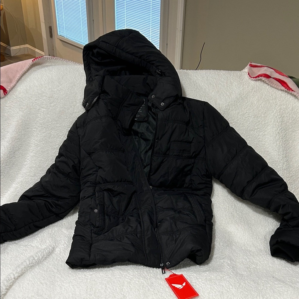 Black Hooded Puffer Jacket